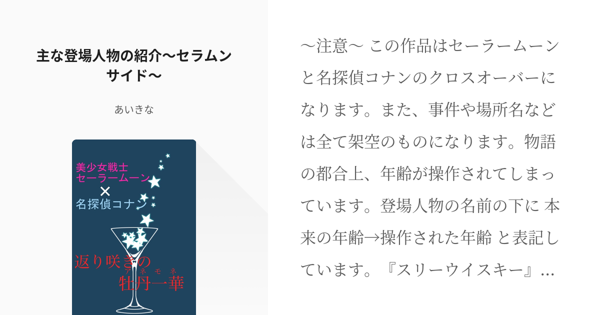 1 主な登場人物の紹介 セラムンサイド 美少女戦士セーラームーン 名探偵コナン 返り咲きの牡丹一 Pixiv