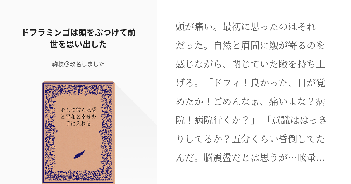 1 ドフラミンゴは頭をぶつけて前世を思い出した そして彼らは愛と平和と幸せを手に入れる 鞠枝 Pixiv