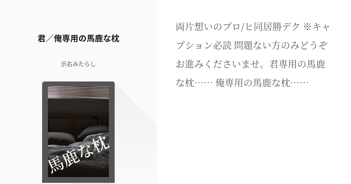 1 君／俺専用の馬鹿な枕 | 馬鹿な枕 - 示右みたらし・花の章完結