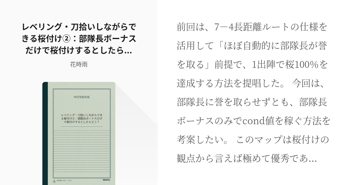 刀剣乱舞 レベリング 刀拾いしながらできる桜付け 部隊長ボーナスだけで桜付けするとしたらどこ Pixiv