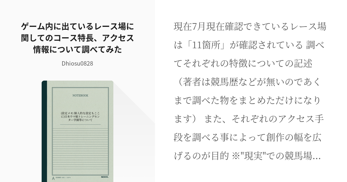 2 ゲーム内に出ているレース場に関してのコース特長 アクセス情報について調べてみた 設定メモ 個 Pixiv