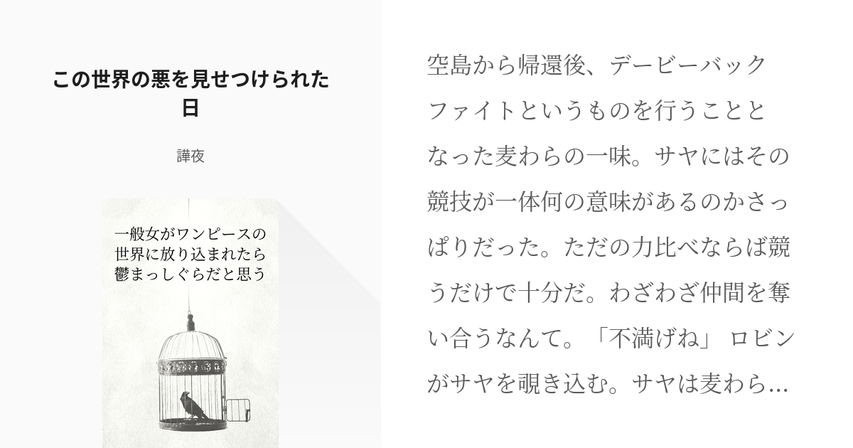 4 この世界の悪を見せつけられた日 一般女がワンピースの世界に放り込まれたら鬱まっしぐらだと思う Pixiv