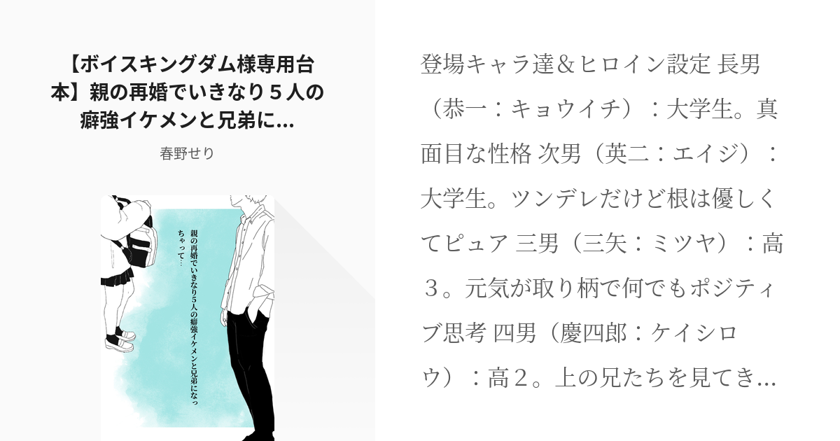 恋愛 #女性向け 【ボイスキングダム様専用台本】親の再婚でいきなり５