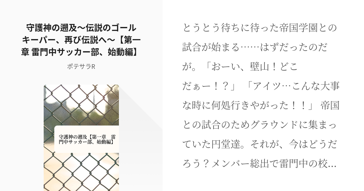 2 守護神の遡及 伝説のゴールキーパー 再び伝説へ 第一章 雷門中サッカー部 始動編 伝説のキ Pixiv