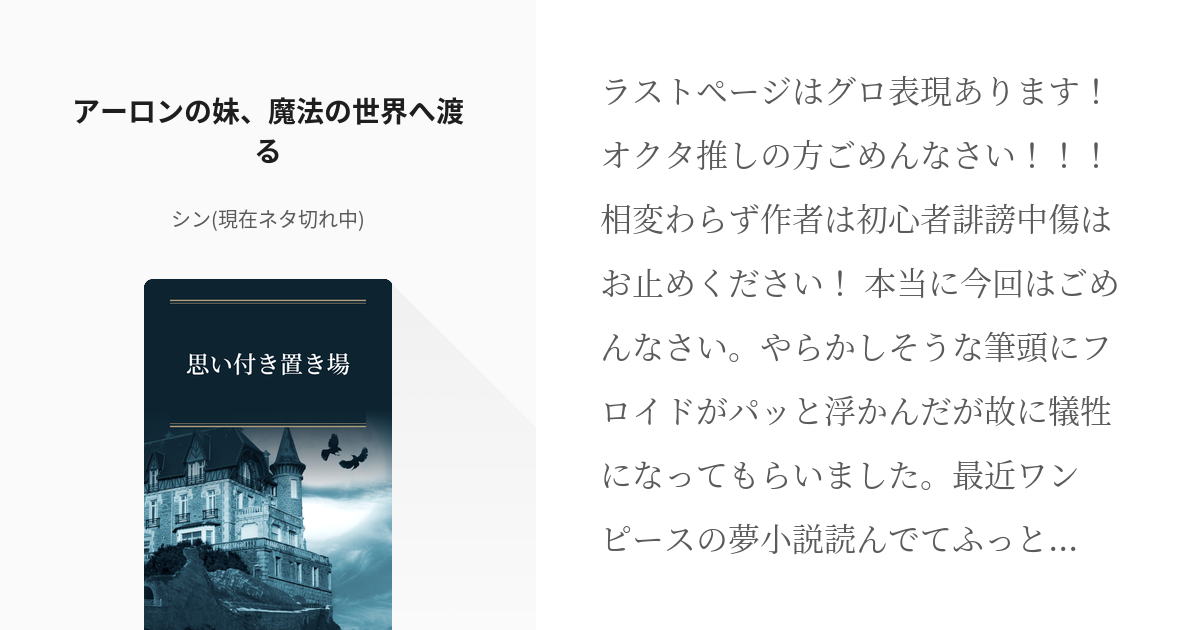 7 アーロンの妹 魔法の世界へ渡る 思い付き置き場 シン 現在ネタ切れ中 の小説シリーズ Pixiv