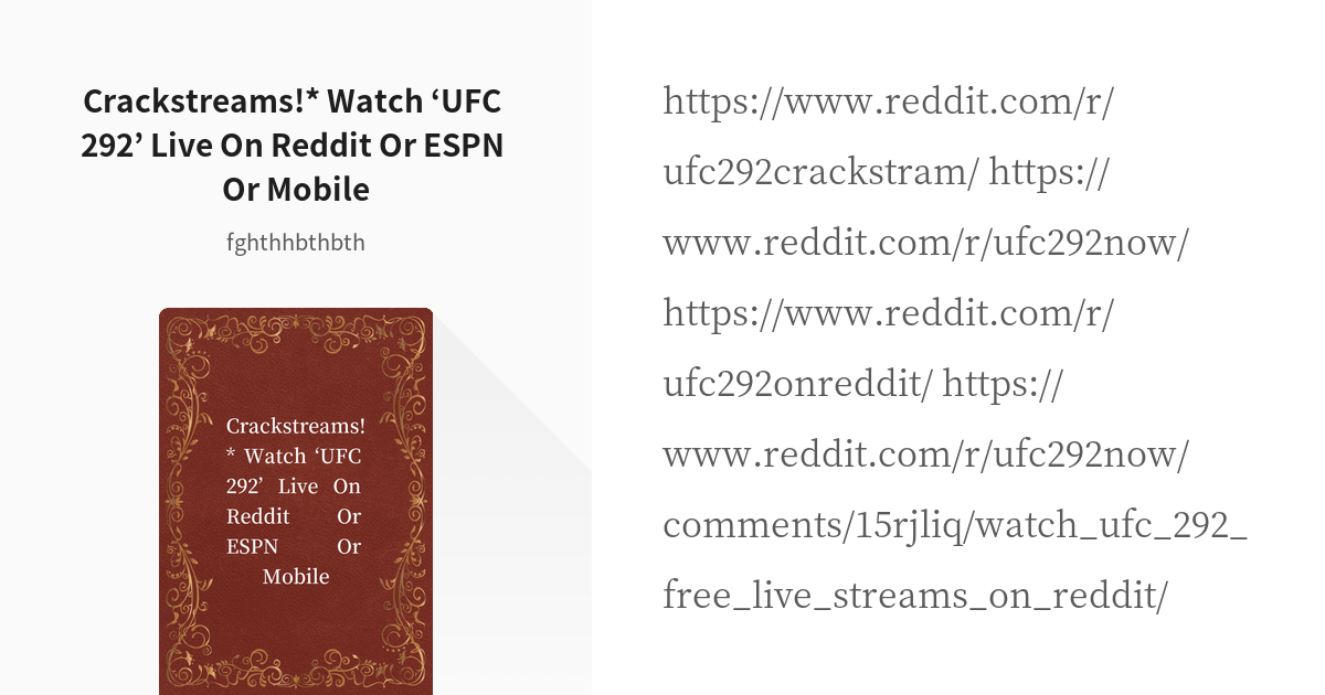 Crackstream Ufc