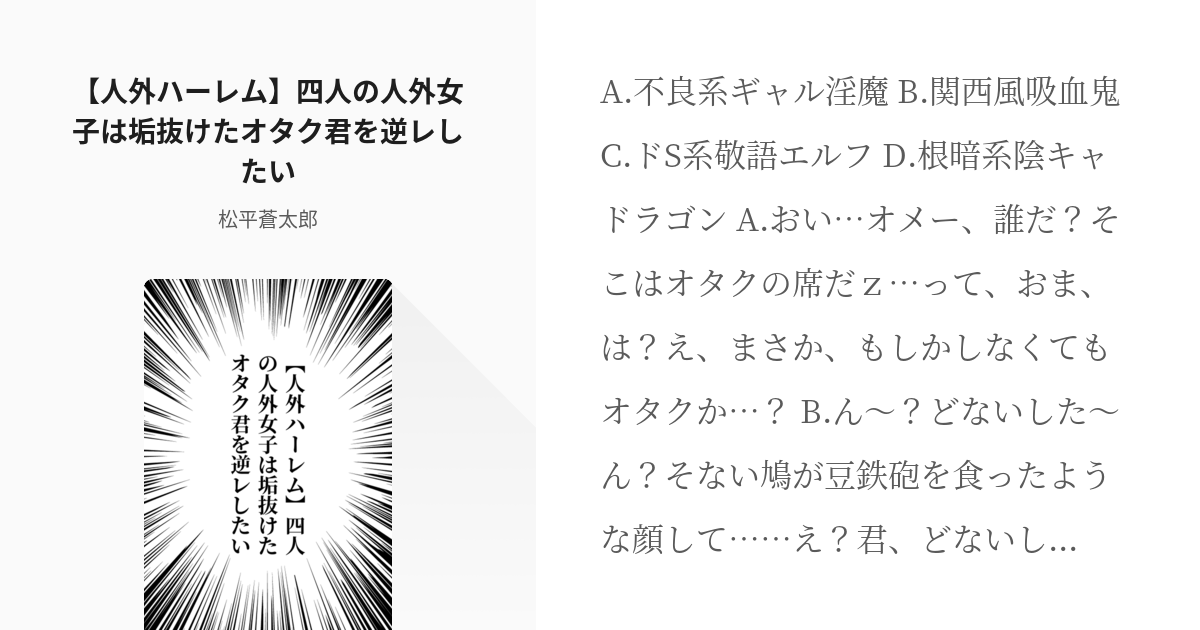 22 【人外ハーレム】四人の人外女子は垢抜けたオタク君を逆レしたい