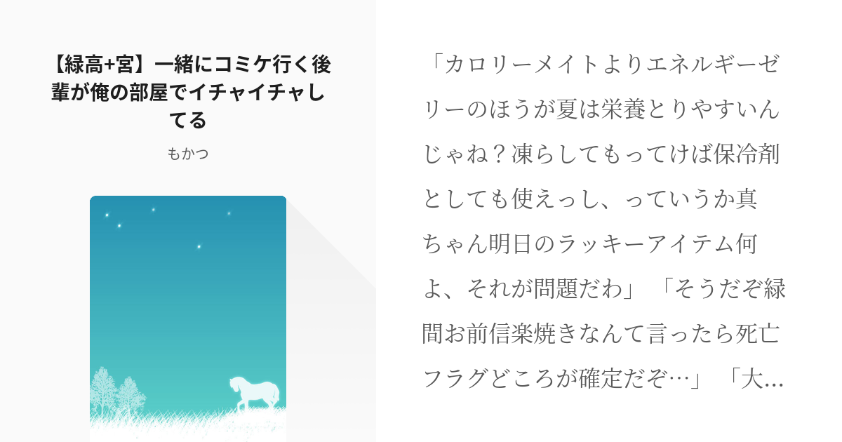 黒子のバスケ #宮地清志 【緑高+宮】一緒にコミケ行く後輩が俺の部屋で