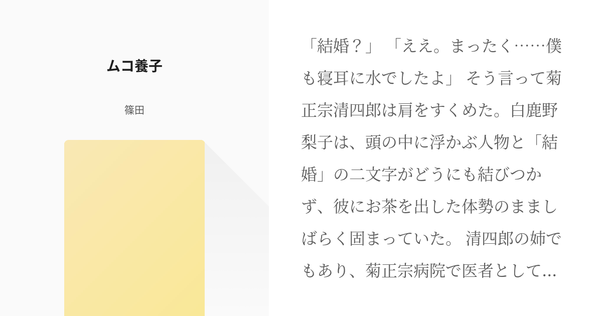 有閑倶楽部 菊正宗清四郎 ムコ養子 篠田の小説 Pixiv