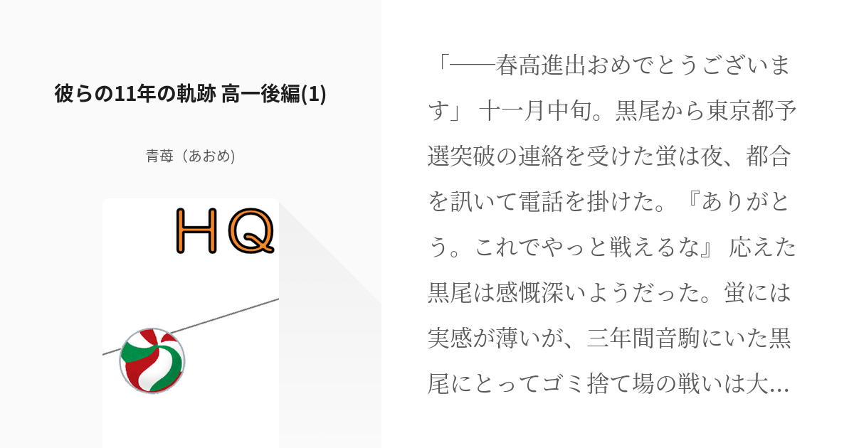 2 彼らの11年の軌跡 高一後編(1) | ハイキューDom/Subユニバース - 青