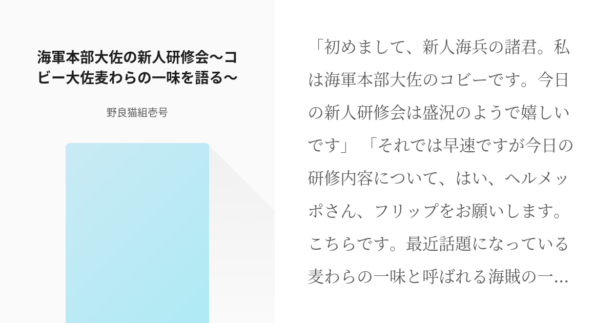 コビメッポ ヘルメッポ 海軍本部大佐の新人研修会 コビー大佐麦わらの一味を語る 野良猫組壱号の Pixiv