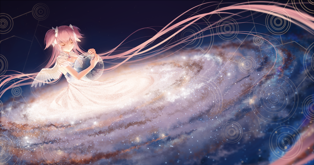 輝く星の中心に♡星空ドレスを描いたイラスト特集