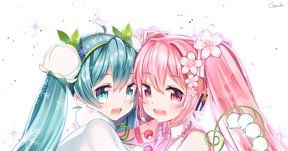 Snow Miku and Sakura Miku