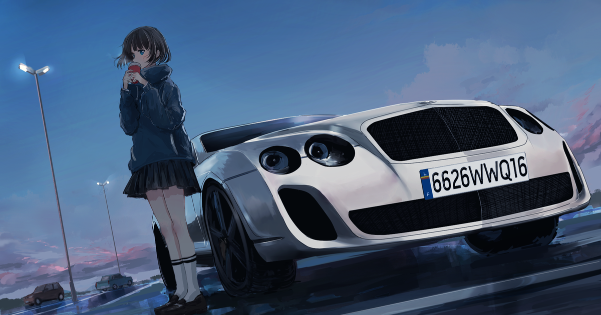 I can go to the edge of the world with you! Drawings of Cars and Girls