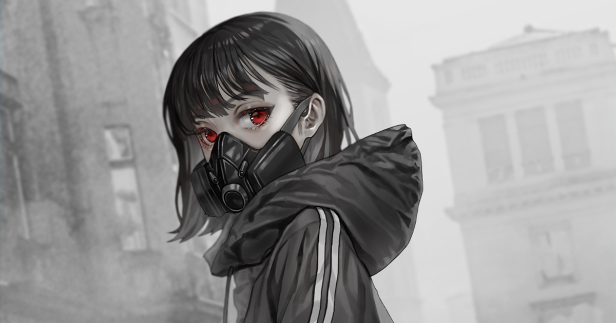 Drawings of Girls Wearing Gas Masks - Heart-wrenching Contrast